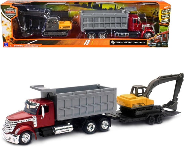 NewRay New Ray Toys International Lonestar, Dump Truck w/Excavator 1:43 Scale 18" DIECAST