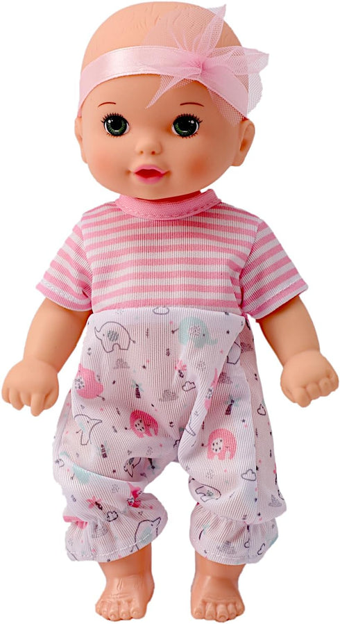 POCO DIVO Pink Headband Sweetie Cherub: 8-inch Toddler Girl Doll with Romper Onesies
