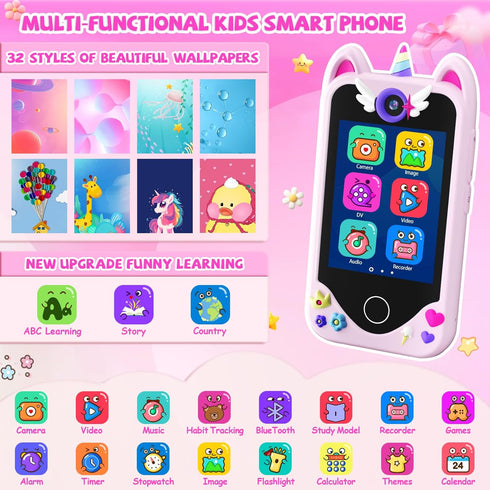 3 4 5 6 Mp3 32 Kids Smart Phone for Girls Gifts - Toddler Christmas Birthday Gift for Age Year Old, Kids Cell Phone Toy