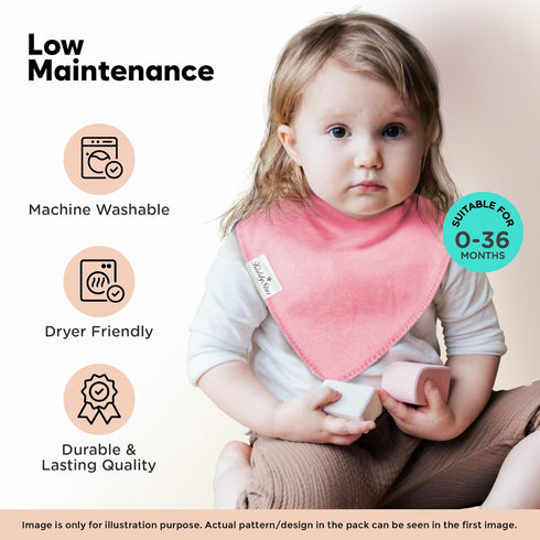Premium Drool Bibs for Toddlers – Adjustable, Soft Bandana Bibs, Organic Cotton, 2 Layers, Absorbent