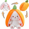 MIAODAM 10-Inch Cuddly Bunny Stuffed Animal, Kawaii Plush Rabbit Doll with Carrot Strawberry Pillow for Baby