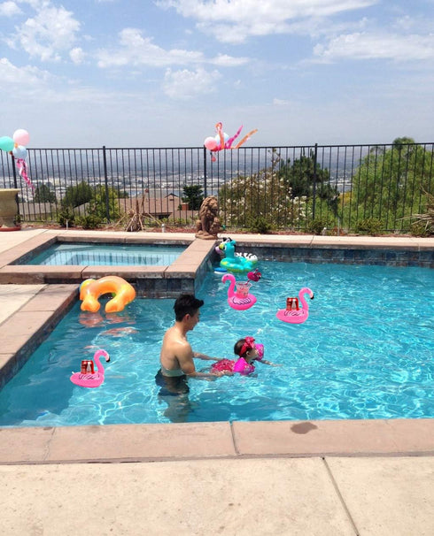 14 Pack Inflatable Flamingo Drink Holder, Pool Floats Cup Holder, Floating Coasters for Water Fun Party