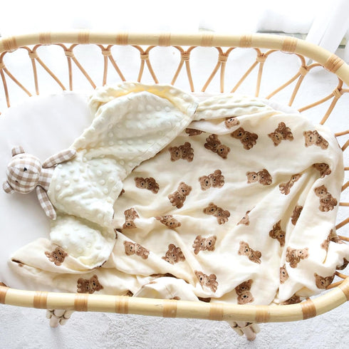 31X40 Inches, LifeTree Baby Girl & Boy Blankets, Soft Double Layer Swaddle Blankets, Muslin Front and Dotted Fleece