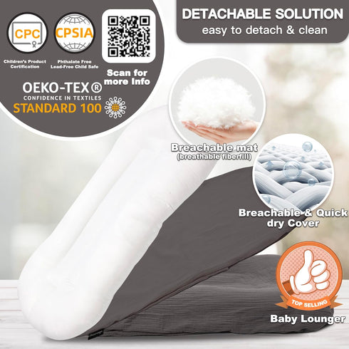 Beisurznga 0-24 Tummy Gift,Grey(1 1 Infant Support Cushion - Baby Support Cushion for Newborn, Months, Portable Time