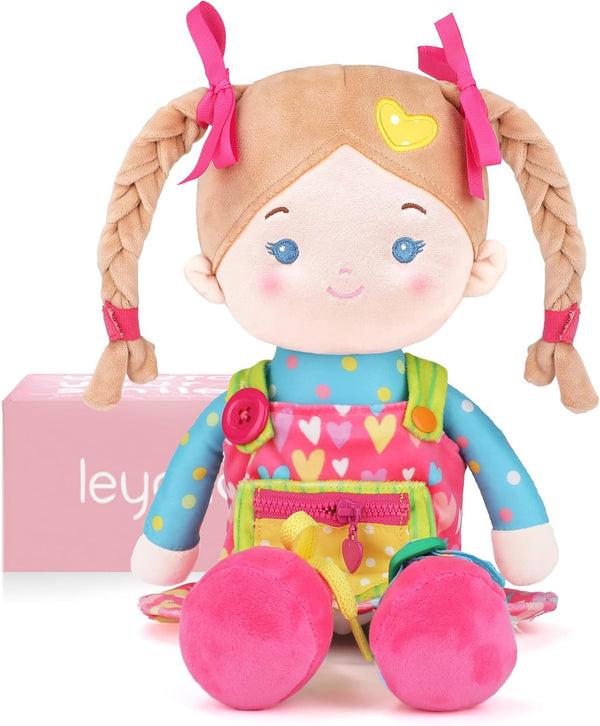 LeyaDoll Educational Soft Baby Doll(16''), Learning Sensory Doll for Toddlers, Montessori Toys