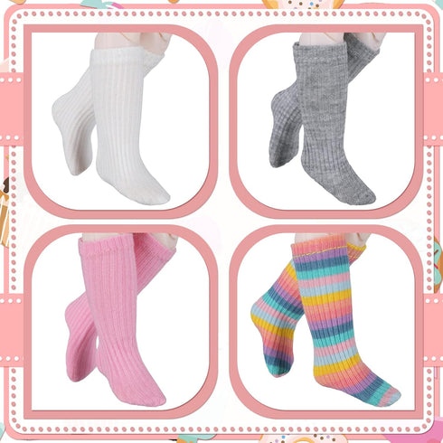 6 Pairs Mini Doll Socks, Baby Clothes Accessories for Dolls Female Figure (Cute Color, 3 Inches)