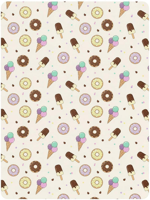 Jynexis 52x28 Donut Ice Cream Beige Pattern Baby Crib Sheets, Cotton Fitted Crib Sheet, Soft Breathable, Fits Standard