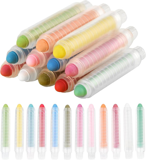NewFamily Dustless Chalk for Kids, Colored Sidewalk Chalk With Holder,Non-Toxic Washable Toddlers