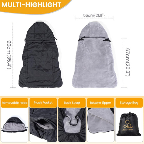 Orzbow Winter Baby Carrier Cover — Waterproof & Windproof with Detachable Hood, Universal for Carriers & Strollers
