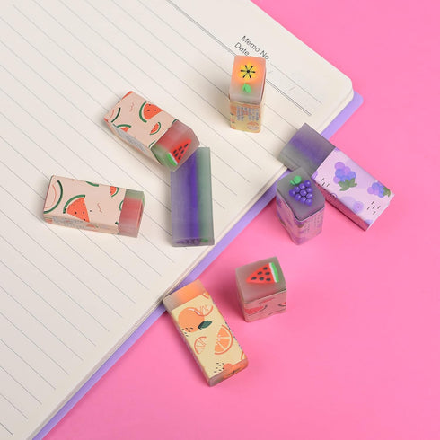 15Pcs Cute Fruit Erasers for Kids, Fun Food Pencil Erasers for School Supplies Party Favors