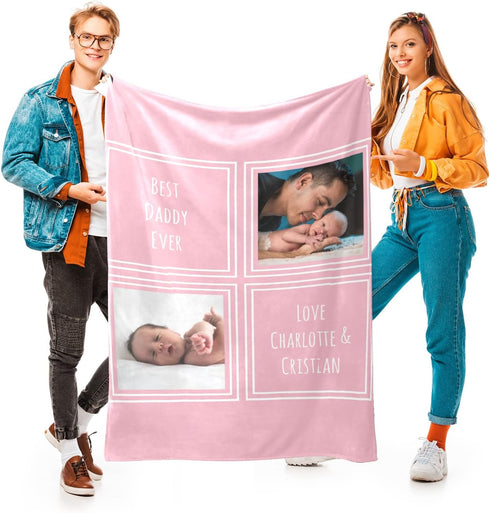 inkArts Baby Girl Gifts Personalized Baby Blanket with 2 Pictures Custom Baby