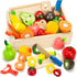 Wooden Play Food Set for Toddlers Toys Pretend Play Kitchen Accessories Fruit