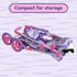 Baby Doll Stroller for Toddlers 1-3, Pink & Purple Folding Baby Toy Stroller for Dolls, Pillow Animal Toy