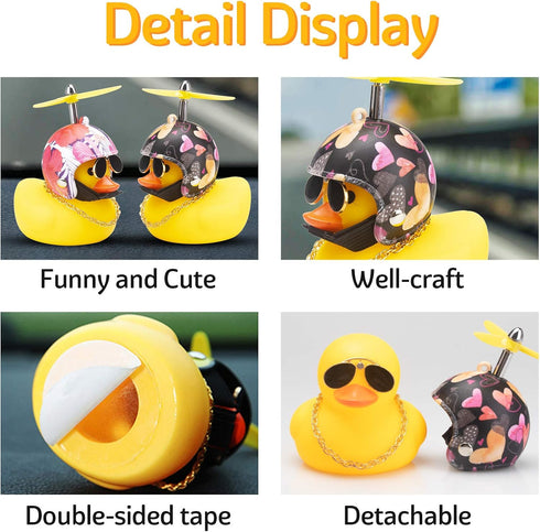 wonuu Cute Yellow Rubber Duck Car Dashboard Ornaments with Propeller (Love)