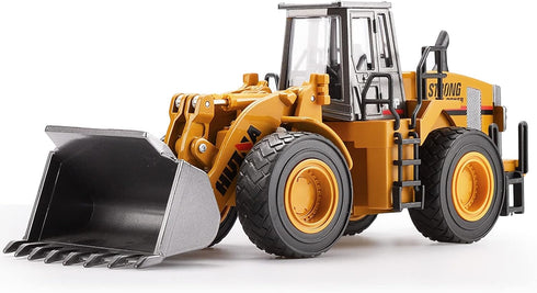 1/40 Bulldozer Scale Diecast Four Wheel Loader Truck Toy, Metal Construction Equipment Models for Kids