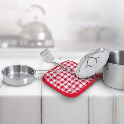 Set 11 Teamson Kids - Little Chef Frankfurt Kitchen Pretend Play Stainless Steel Cooking Utensils Accessories Toys