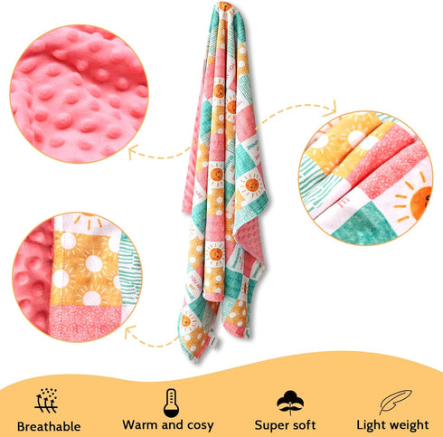 Baby Blanket for Girls, Super Soft Double Layer Minky with Dotted Backing, You are My Sunshine Print, 30 x 40 Inches