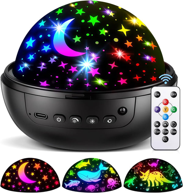 COOLNIGHT Night Light for Kids,93 Lighting+3 Films Kids Night Light Projector,Remote+Dimmable Star Projector,360