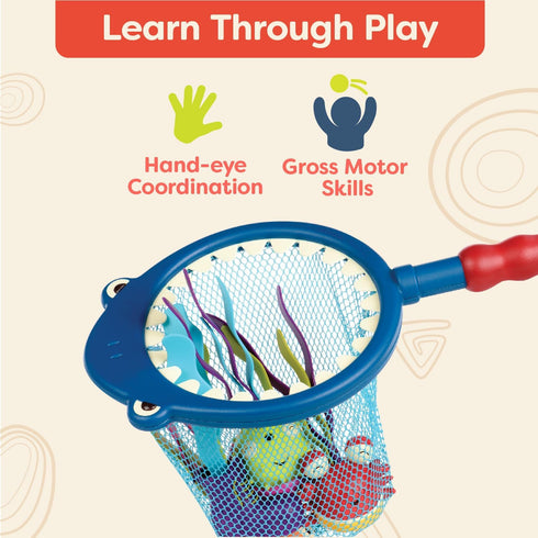 Playset 4 Summer 3+ B. toys Shark Scoop Diving Pool with Finley & Snacks Encourages Active Play & Coordination Easy