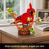 Set, JAKI Northern Cardinal Building Red Birds with Flower Camellia for Adults, Red Cardinal Model for Bird Lovers