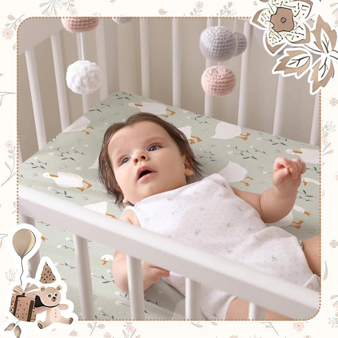 4 Pack Set 52'' 28" Peryiter Crib Sheets for Baby Brown Silly Goose Soft Baby Bed Sheet x Nursery Crib Sheets