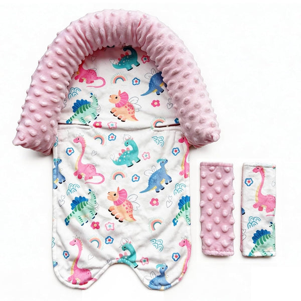 Baby Head Support and Strap Covers for Car Seat,Minky Infant Carseat Headrest