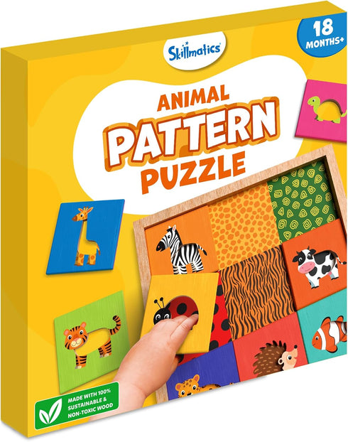 Skillmatics Animal Pattern Puzzle Set, Educational Wooden Toy for Toddlers, Matching Game for Ages 18 Months+