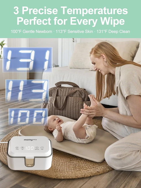 3 MOMYEASY Baby Wipe Warmer, Large Capacity Wipes Dispenser with Temperature Modes, Even Heating Diaper Wipe Warmer