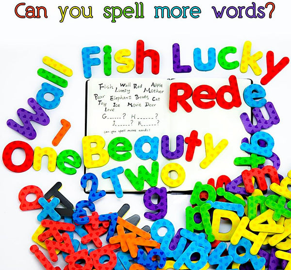 Magnetic Letters and Numbers - 112 Pieces Educational Alphabet Refrigerator Magnets for Classroom Fun, Building