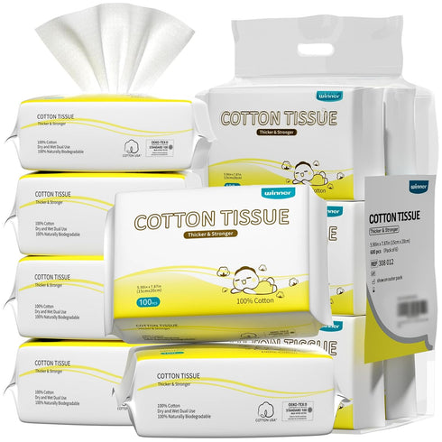 Winner 100% Cotton Dry Wipes, USDA Certified Baby Wipes, Soft & Gentle,