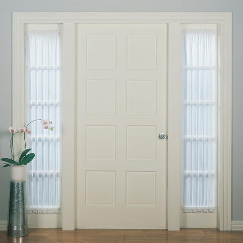 No. 918 Emily Sheer Voile Rod Pocket Door Sidelight Curtain Panel, 28" x 72", White
