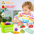 1 2 3 Wooden Food for Play Kitchen - Cutting Fruits Toys for Years Old Toddlers Kids, Vegetables Gift for Boys Girls