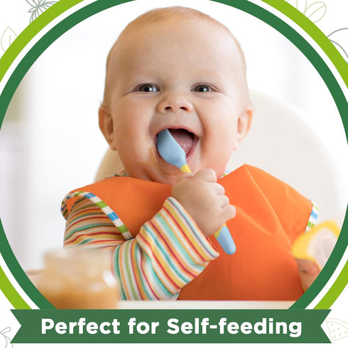 Toddler Utensils Baby Spoons and Forks Set with Case, Bendable Self Feeding Training Flatware for Kids - Green, Pink,