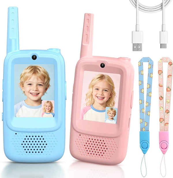 Dolwenqi Video Walkie Talkies for Kids, 2 Pack Rechargeable Kids Walkie Talkies with