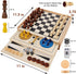 7-in-1 Set Backgammon, Juegoal Wooden Board Game for Kids Adults, Tabletop Combo Classic Travel Portable Board Games
