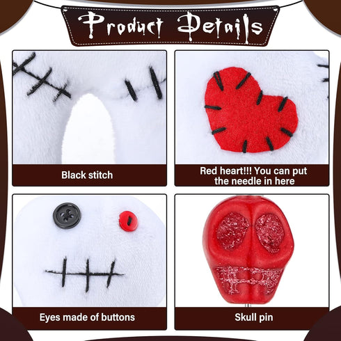 Kathfly 8 Pcs Voodoo Doll Set with Horror Doll, 7 Pcs Skull Pins, Creepy Dolls, Stress Relieving Toys
