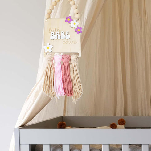 Bohemian Wooden Bead Decor Sign for Girls' Nursery