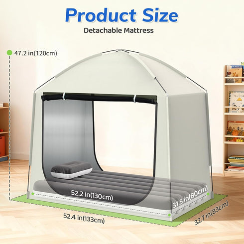 Home(52.4 Inch) Inflatable Toddler Travel Bed with Tent Portable Toddler Bed with Hand Pump-Toddler Blow Up Mattress