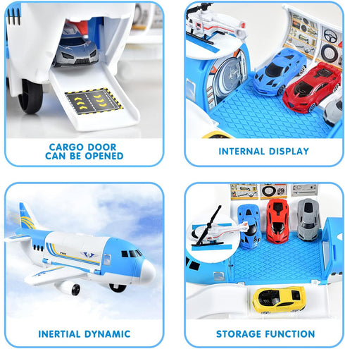Transport Cargo Airplane Car Toy Play Set - For Boys and Girls Ages 3+