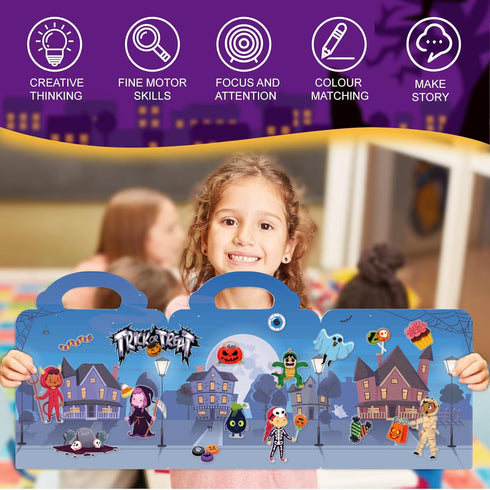 4 Sets of Halloween Reusable Sticker Books for Kids 2-4, Activities for Toddlers 1-3, Removable Jelly Stickers