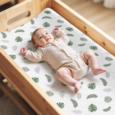 2 Pack 32"x 16", FIOBEE Changing Pad Cover Waterproof Quilted Diaper Change Table Sheets Breathable & Ultra Soft