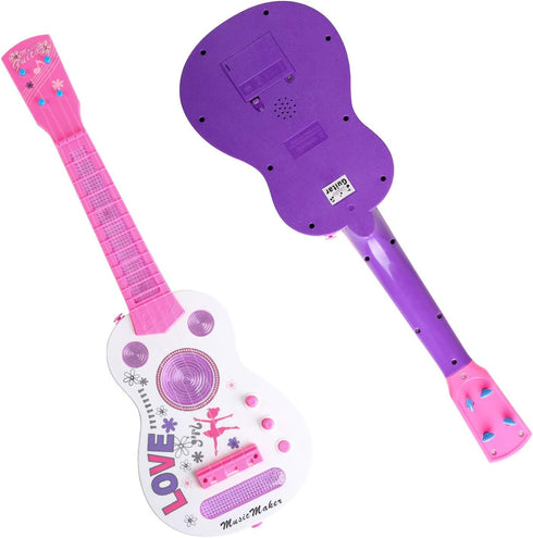 M SANMERSEN Kids Electric Guitar 4 Strings Musical Toy with Flash Light, Educational Gift for Boys Girls Children