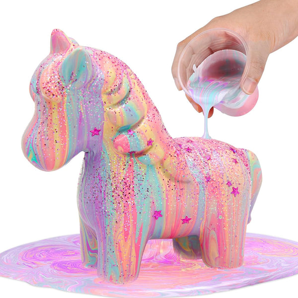 LAOESE Unicorns Paint Pouring Art Kit - DIY Craft for Kids Age