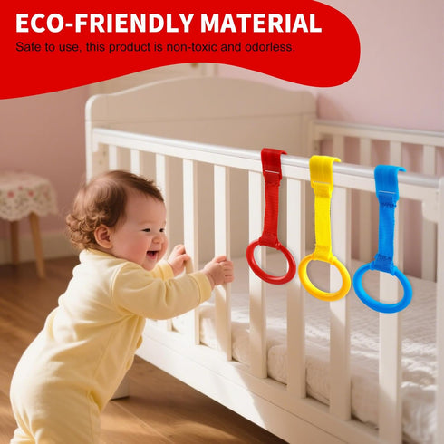Rindion 3PCS Baby Pull Up Rings, Standing Walker Exercises Assistant Rings, Playpen Crib Hook Ring - Baby Walking