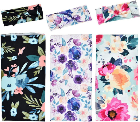 Culclendy Floral Swaddle Blanket, 3 Pack, Receiving Blankets Girl, Flower Swaddling Blanket, Baby