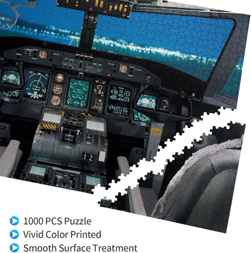 1000 12,Teens 29.5'' 19.7'', Pieces Airplane Cockpit View Jigsaw Puzzle,Fun Educational Toy for Kids Ages