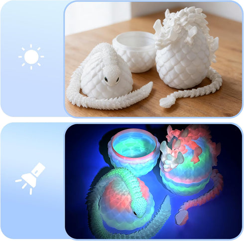 Lohoee 3D Printed Dragon Eggs with Dragon Inside,Printed Snake Eggs with Snake Inside, Glow in The Dark Articulated