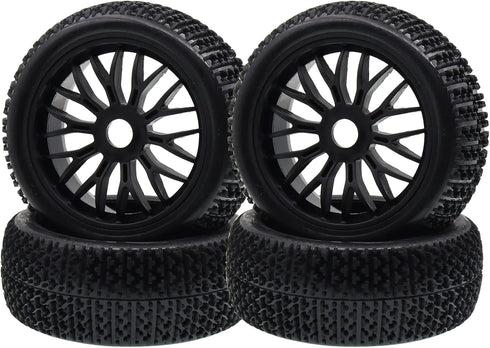 4PCS Treehobby Rubber RC Wheel Set, 112mm X 43mm with 17mm Hex Hub for 1/8 RC Buggy Off-Road Cars
