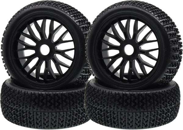 4PCS Treehobby Rubber RC Wheel Set, 112mm X 43mm with 17mm Hex Hub for 1/8 RC Buggy Off-Road Cars