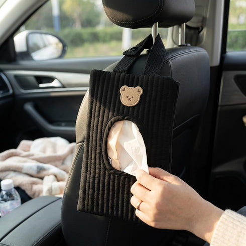 Monetais Baby Wipes Dispenser, Cute Bear Embroidered Wipe Holder for Diaper Bag, Car and Stroller, Baby Wipes Pouch